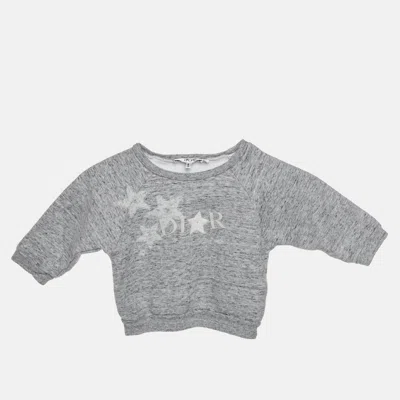 Pre-owned Dior Baby Grey Star Logo Print Jersey Long Sleeve Sweatshirt 12m In Gray