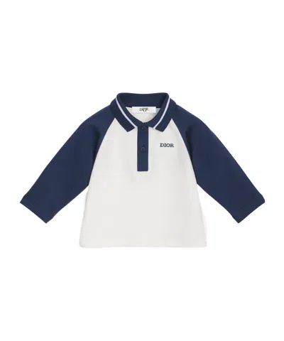 Dior Kids' Baby Long-sleeved Polo Shirt In White