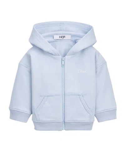 Dior Baby Zipped Hooded Sweatshirt In Blue