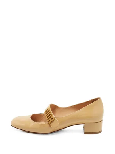 Pre-owned Dior Baby-d Logo-plaque Heeled Pumps In Neutral