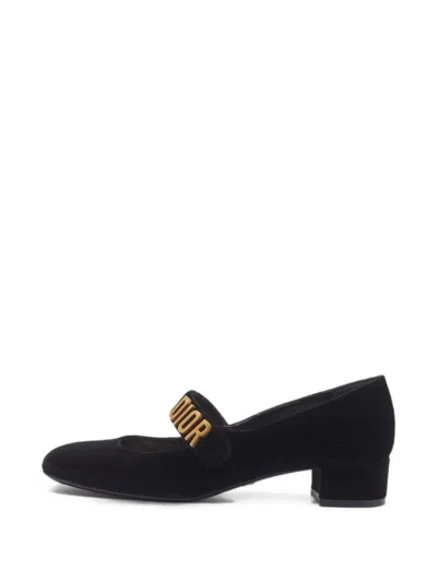 Pre-owned Dior Baby-d Velvet Heeled Pumps In Black
