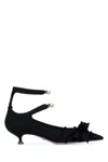 Dior Bow Detail Kitten Heel Pointed Toe Pumps In Black