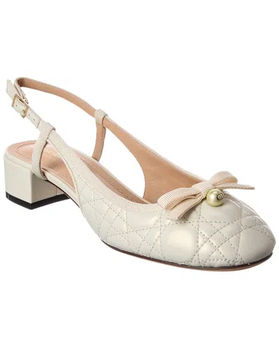 Dior Ballet Quilted Leather Slingback Pump In White