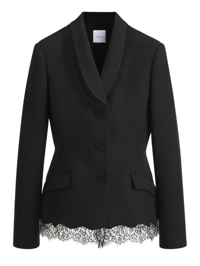 Dior Bar Jacket In Wool, Silk And Lace In Black