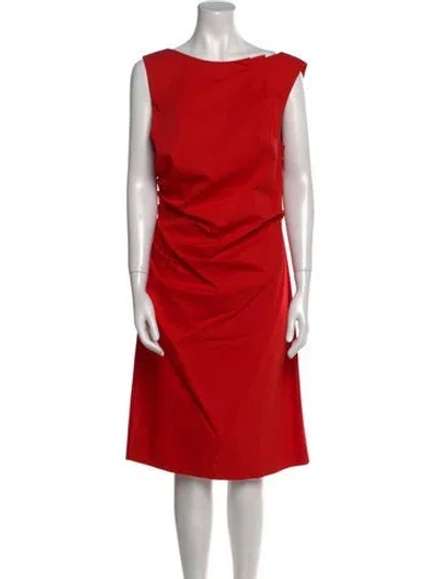 Pre-owned Dior Bateau Neckline Knee-length Dress In Red
