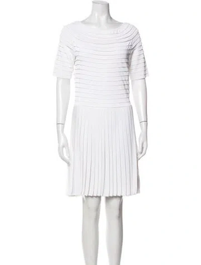 Pre-owned Dior Bateau Neckline Midi Length Dress In White