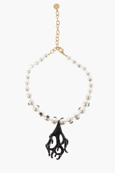 Dior Beads Choker Necklace With Pendant In Gold