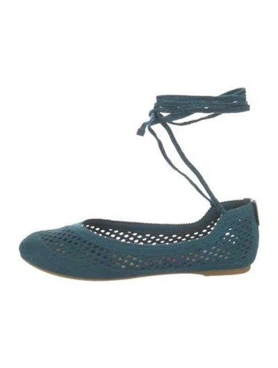 Pre-owned Dior Bee Accent Braided Accents Flats In Blue