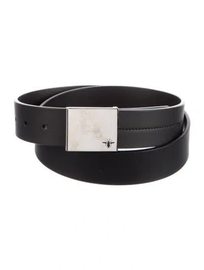 Pre-owned Dior Bee Accent Leather Belt Kit In Black