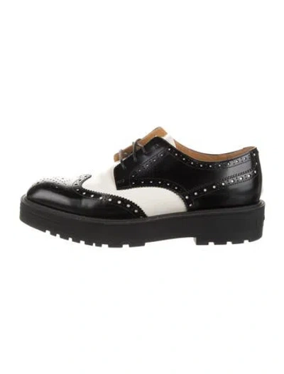Pre-owned Dior Bee Accent Leather Oxfords In Black
