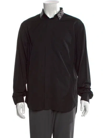 Pre-owned Dior Bee Accent Long Sleeve Dress Shirt In Black