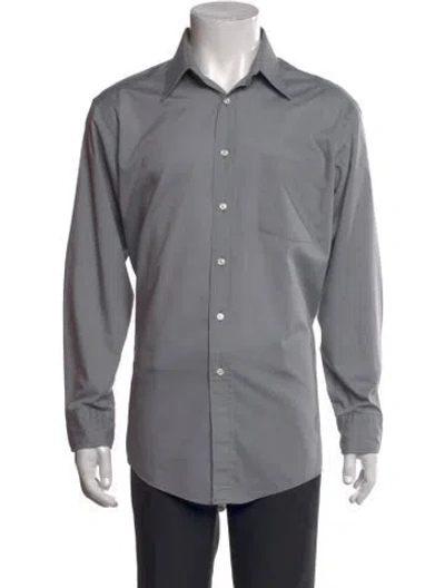 Pre-owned Dior Bee Accent Long Sleeve Dress Shirt In Gray