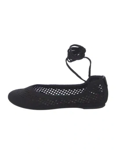 Pre-owned Dior Bee Accent Mesh Ballet Flats In Black