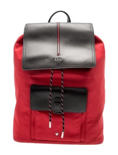 Pre-owned Dior Bee Backpack In Red