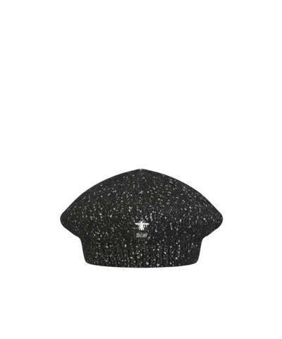Dior Bee Embroidered Beret In Black