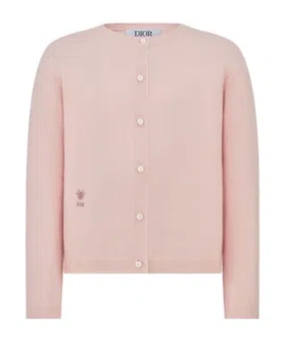 Dior Bee Embroidered Knitted Cardigan In Pink
