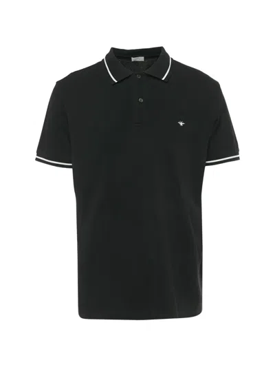Pre-owned Dior Bee-embroidered Polo Shirt In Black