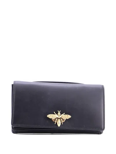 Pre-owned Dior Bee Leather Clutch Bag In Black