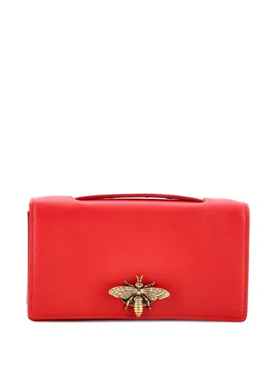 Pre-owned Dior Bee Leather Clutch Bag In Red