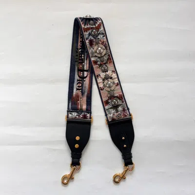 Pre-owned Dior Beige/ Black Embroidered Strap