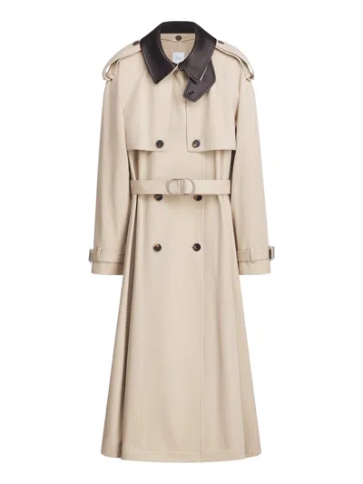 Dior Beige Cotton And Silk Gabardine Trench Coat In Gold