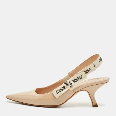 Pre-owned Dior Beige Fabric And Patent Leather J'a Pumps Size 38 In Sand