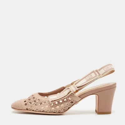 Pre-owned Dior Beige Fabric D-moi Slingback Pumps Size 39