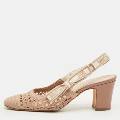 Pre-owned Dior Beige Fabric D-moi Slingback Pumps Size 39 In Sand