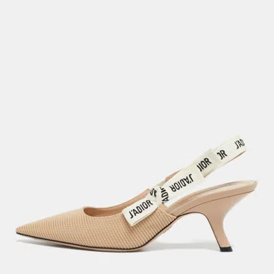 Pre-owned Dior Beige Fabric J'a Slingback Pumps Size 39 In Sand