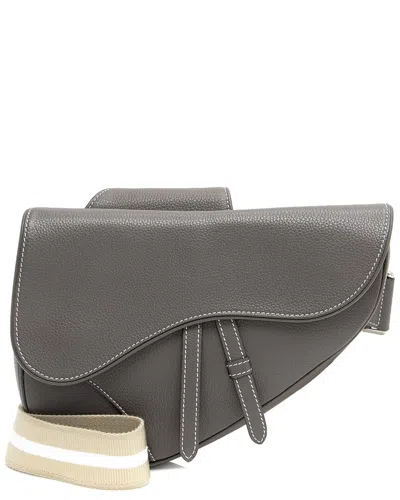 Dior Beige, Grey Grained Calfskin & Nylon Saddle Bag (authentic Pre-loved)
