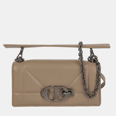 Pre-owned Dior Beige Lambskin Leather Montaigne 30 Pouch Tote And Shoulder Bag