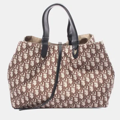 Pre-owned Dior Beige Large Oblique Toujours Tote Bag In Sand