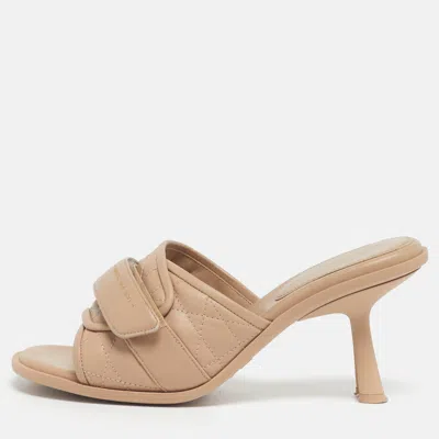 Pre-owned Dior Beige Leather Cannage Evolution Slide Sandals Size 40