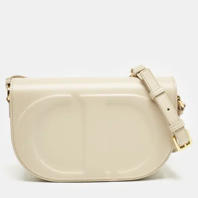 Pre-owned Dior Beige Leather Cd Signature Flap Crossbody Bag In Sand