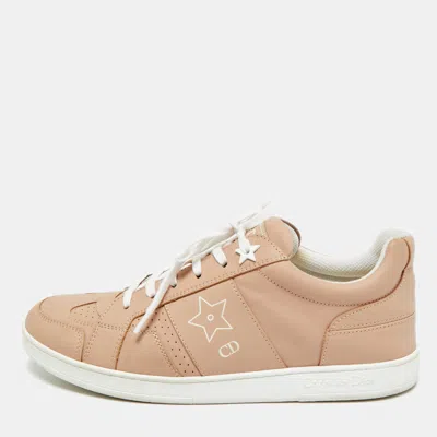 Pre-owned Dior Beige Leather D-star Lace Up Sneakers Size 38 In Sand