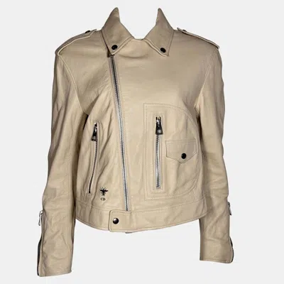 Pre-owned Dior Beige Leather Jacket In Sand