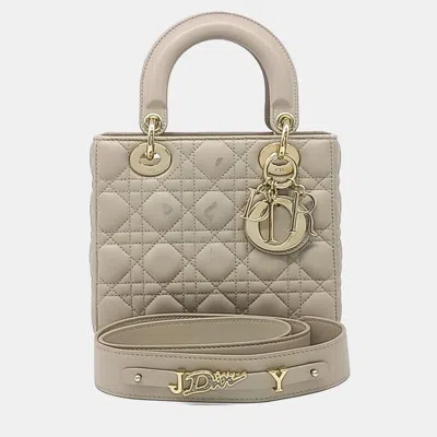 Pre-owned Dior Beige Leather Lady Bag Small In Sand