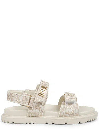Dior Beige Logo Act Sandals In Multi