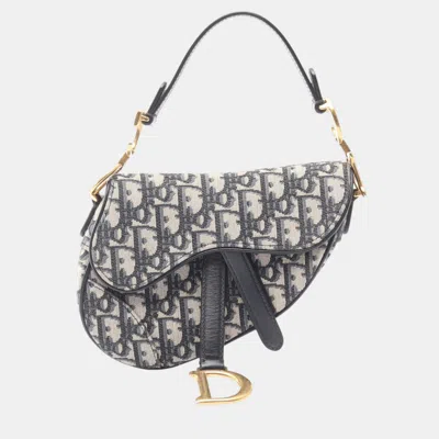 Pre-owned Dior Beige Mini Oblique Saddle Bag In Sand