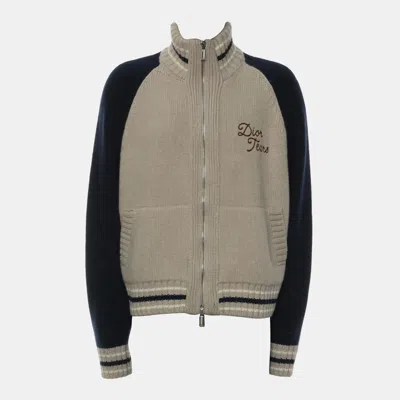 Pre-owned Dior Beige Navy Blue X Denim Tears F/w 2023 Zipped Jacket In Sand