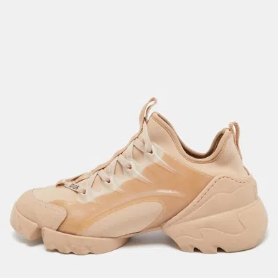 Pre-owned Dior Beige Neoprene And Rubber D-connect Sneakers Size 38.5