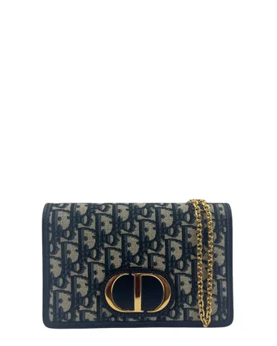 Pre-owned Dior Beige Oblique Canvas 30 Montaigne Chain Pouch (authentic Pre-loved)