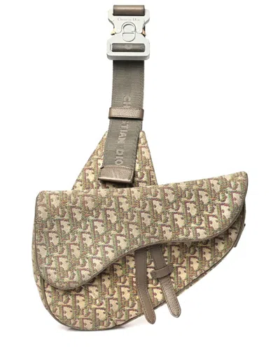 Dior Beige Oblique Canvas Jacquard Oblique Men's Saddle Bag (authentic Pre-loved)