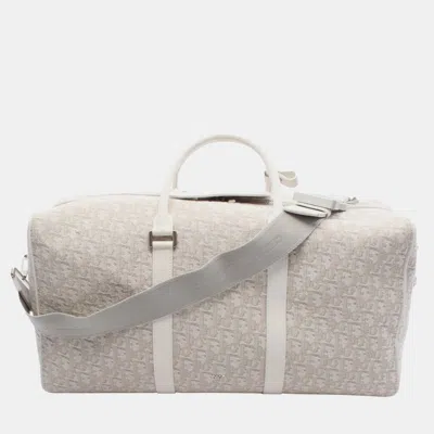 Pre-owned Dior Beige Oblique Canvas Lingot 50 Travel Bag In Sand