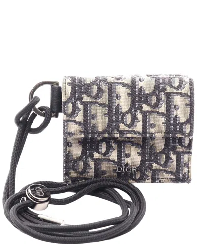 Pre-owned Dior Beige Oblique Jacquard Canvas Trifold Wallet (authentic Pre-loved)