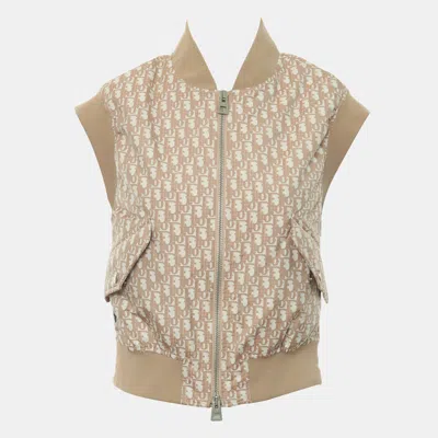 Pre-owned Dior Beige Oblique Sleeveless Padded Jacket