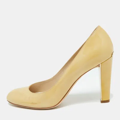 Pre-owned Dior Beige Patent Leather Round Toe Pumps Size 38