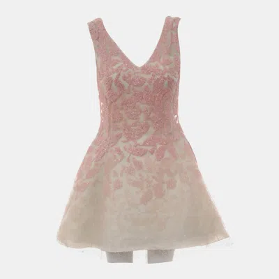 Pre-owned Dior Beige Pink Embellished Cocktail Dress In Sand