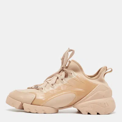 Pre-owned Dior Beige Pvc And Fabric D-connect Sneakers Size 38.5