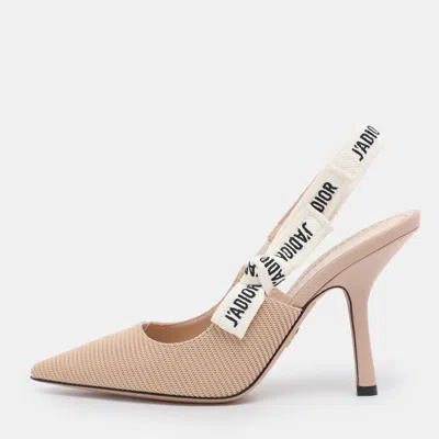Pre-owned Dior Beige Technical Fabric J'a Slingback Pumps Size 36.5 In Sand